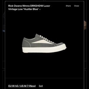 Rick Owens DRKSHDW Vintage Low Gray and White Sneakers